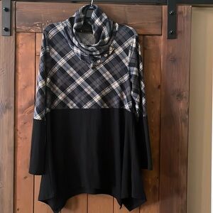 Womens Fall Long Sleeve Cowl Neck Asymmetrical Hemline Flowy Tunic Top